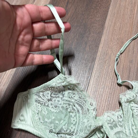 & Other Stories Womens Size 34A Underwired Lace Bra Mint Green Adjustable Straps - Picture 3 of 11